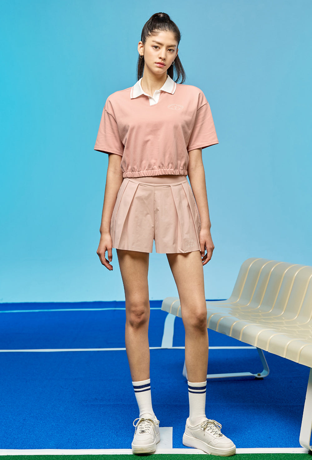 Pleated Banding Shorts - Sand Pink