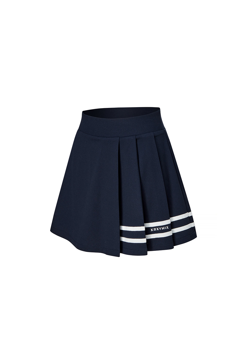 Side Pleated Pique Skirt - Edith Navy