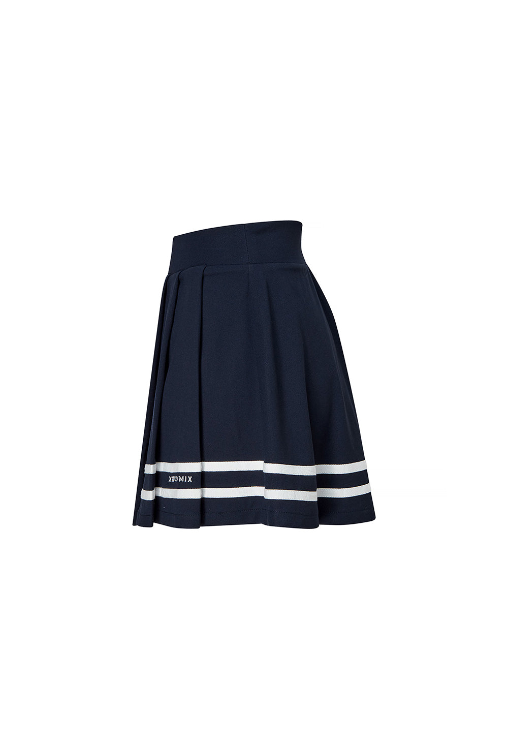 Side Pleated Pique Skirt - Edith Navy