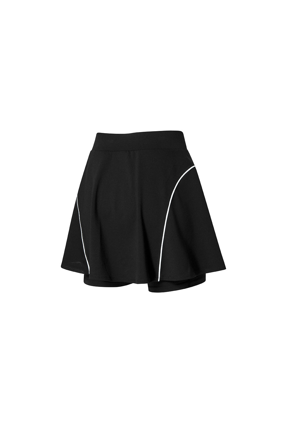 Line Piping Flare Skirt - Black