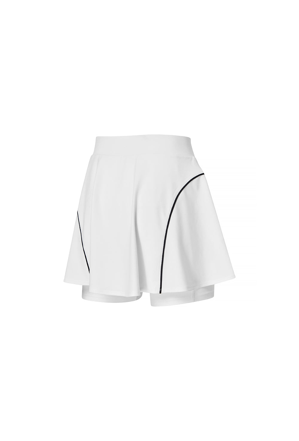 Line Piping Flare Skirt - White