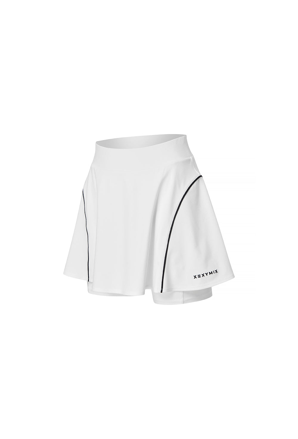 Line Piping Flare Skirt - White