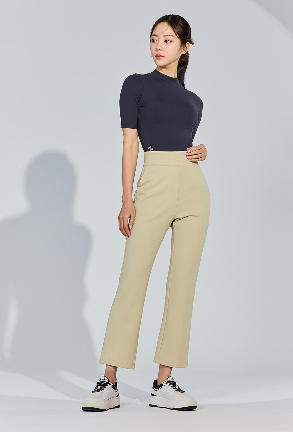 Stretch Banding Napping Bootscut Slacks - Champaign Beige