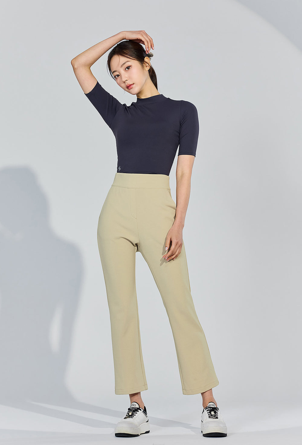 Stretch Banding Napping Bootscut Slacks - Champaign Beige