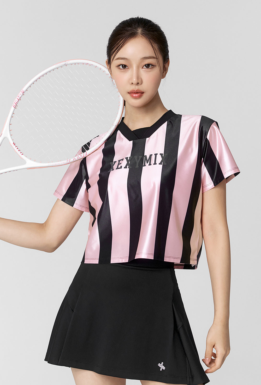 Color Block Jersey Short Sleeve - Pink Black