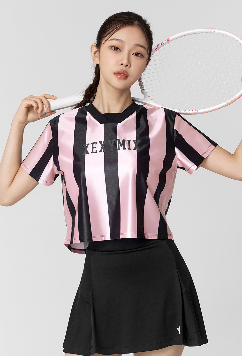 Color Block Jersey Short Sleeve - Pink Black