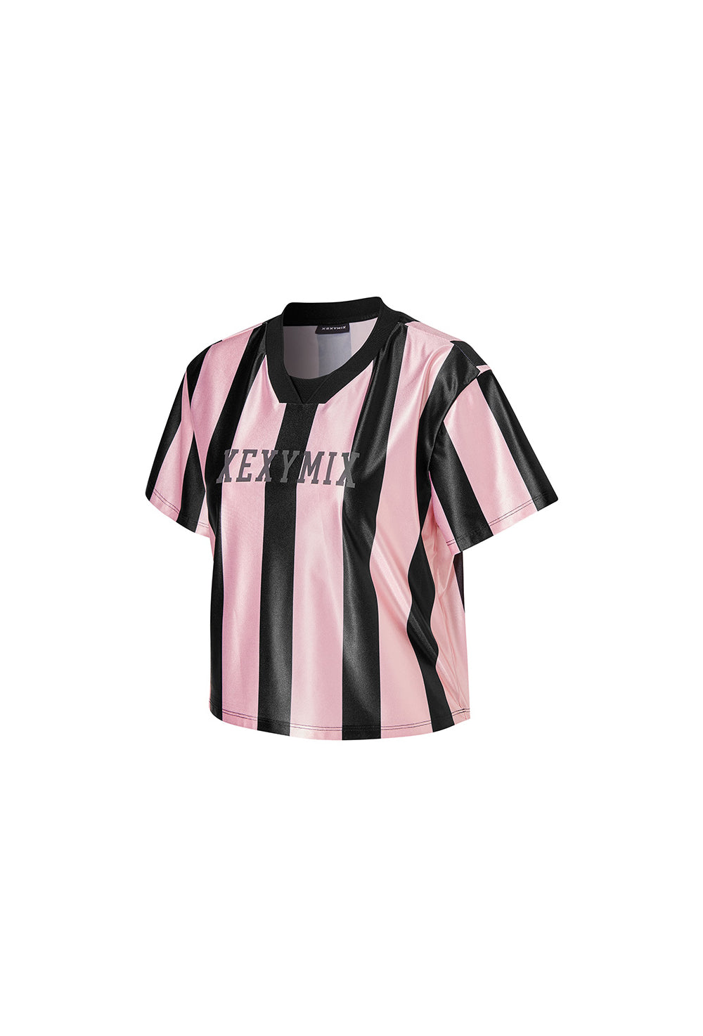 Color Block Jersey Short Sleeve - Pink Black