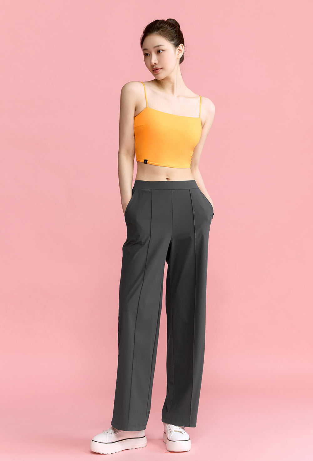 Tricot Pintuck Wide Pants - Stella Gray