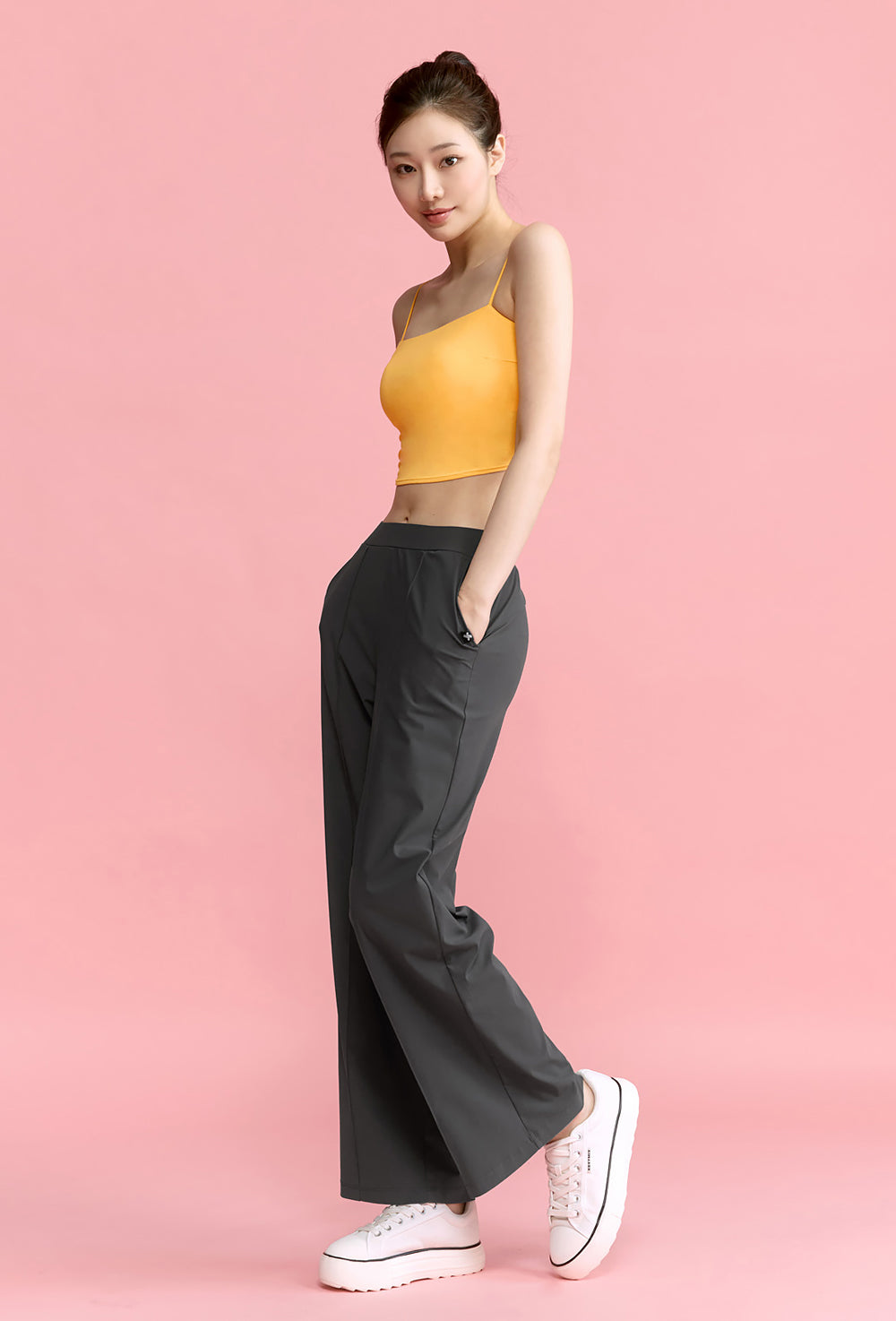 Tricot Pintuck Wide Pants - Stella Gray