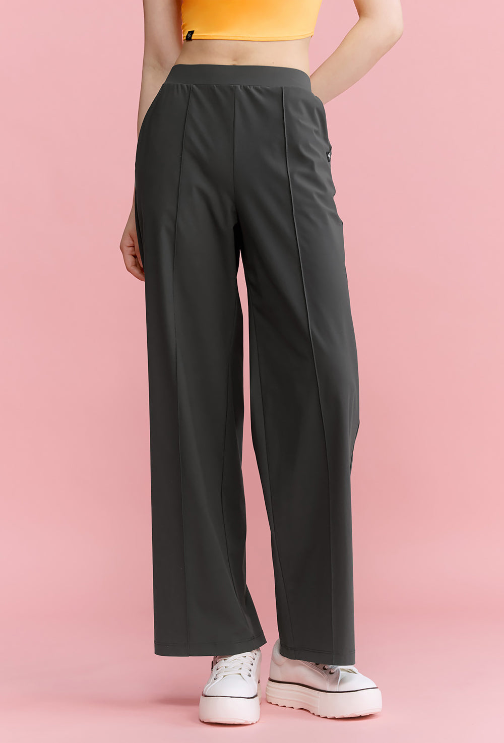 Tricot Pintuck Wide Pants - Stella Gray