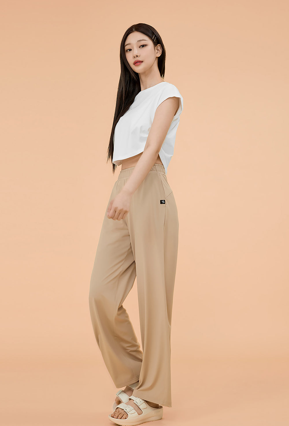 Medium Feather Cooling Wide Pants - Peanut Beige