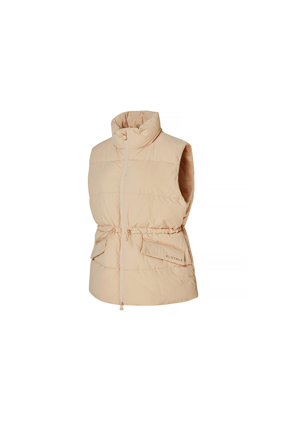 High Neck Over Fit Padded Vest - Dry Beige