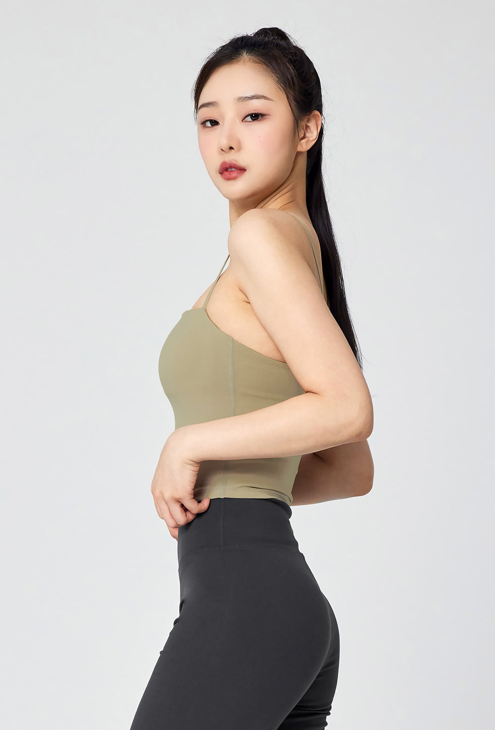 Unbalance Strap Crop Top - Sage Green