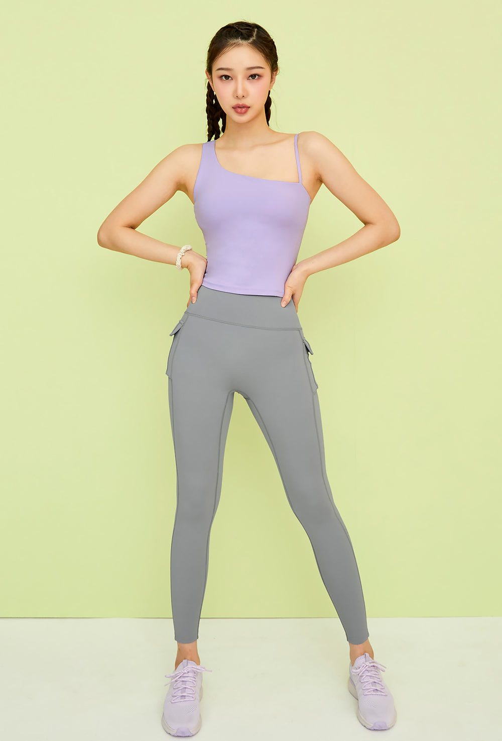 Unbalance Strap Crop Top - Pastel Lilac