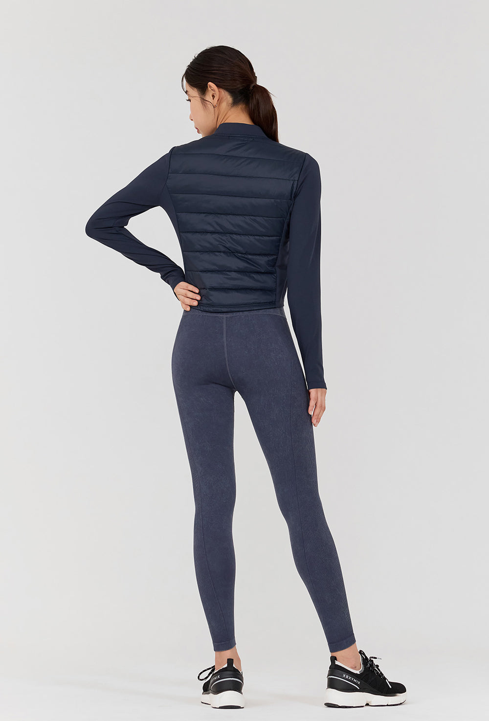 Finger Hole Lightweight Padded Jersey Jacket - Blueberry Navy