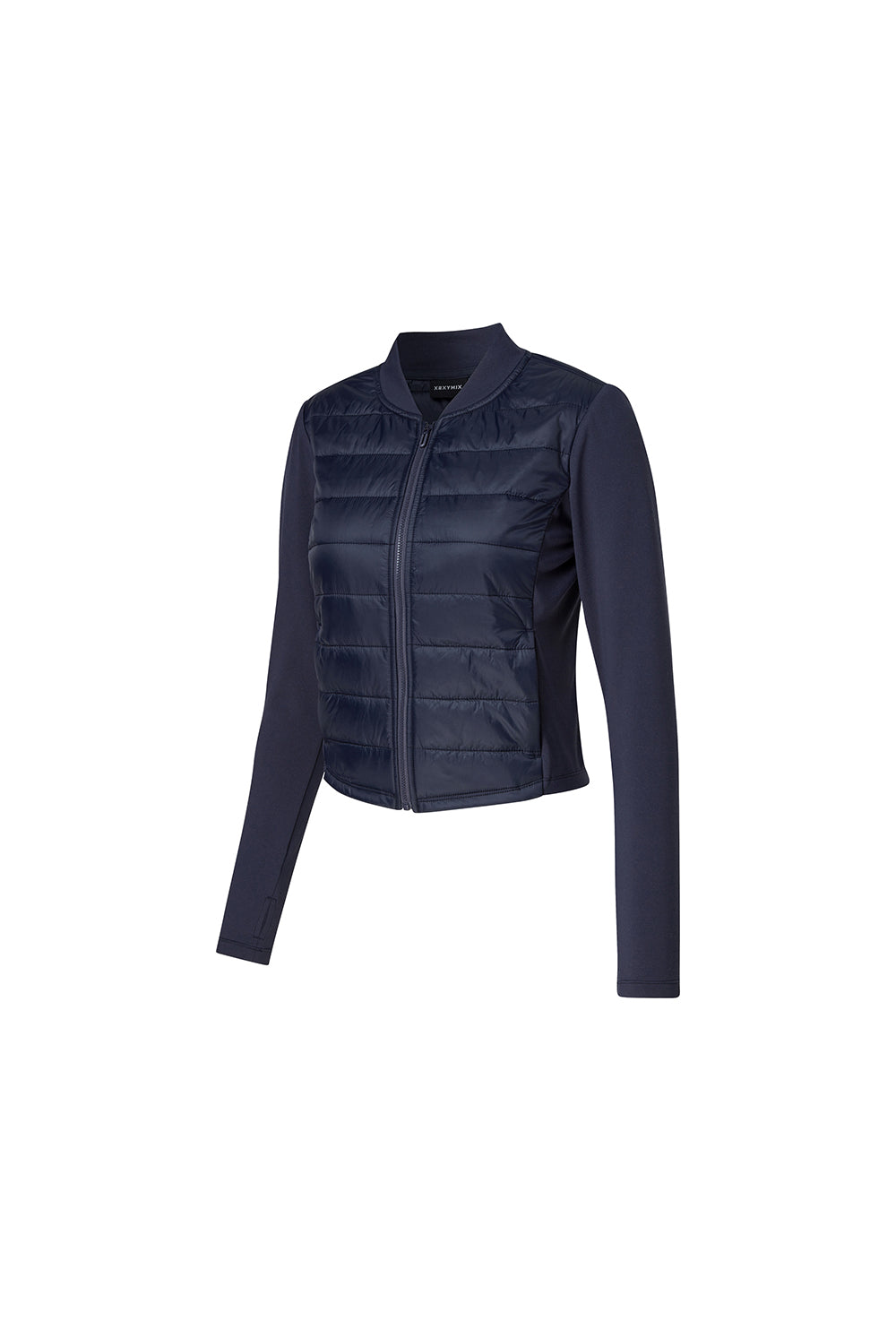Finger Hole Lightweight Padded Jersey Jacket - Blueberry Navy