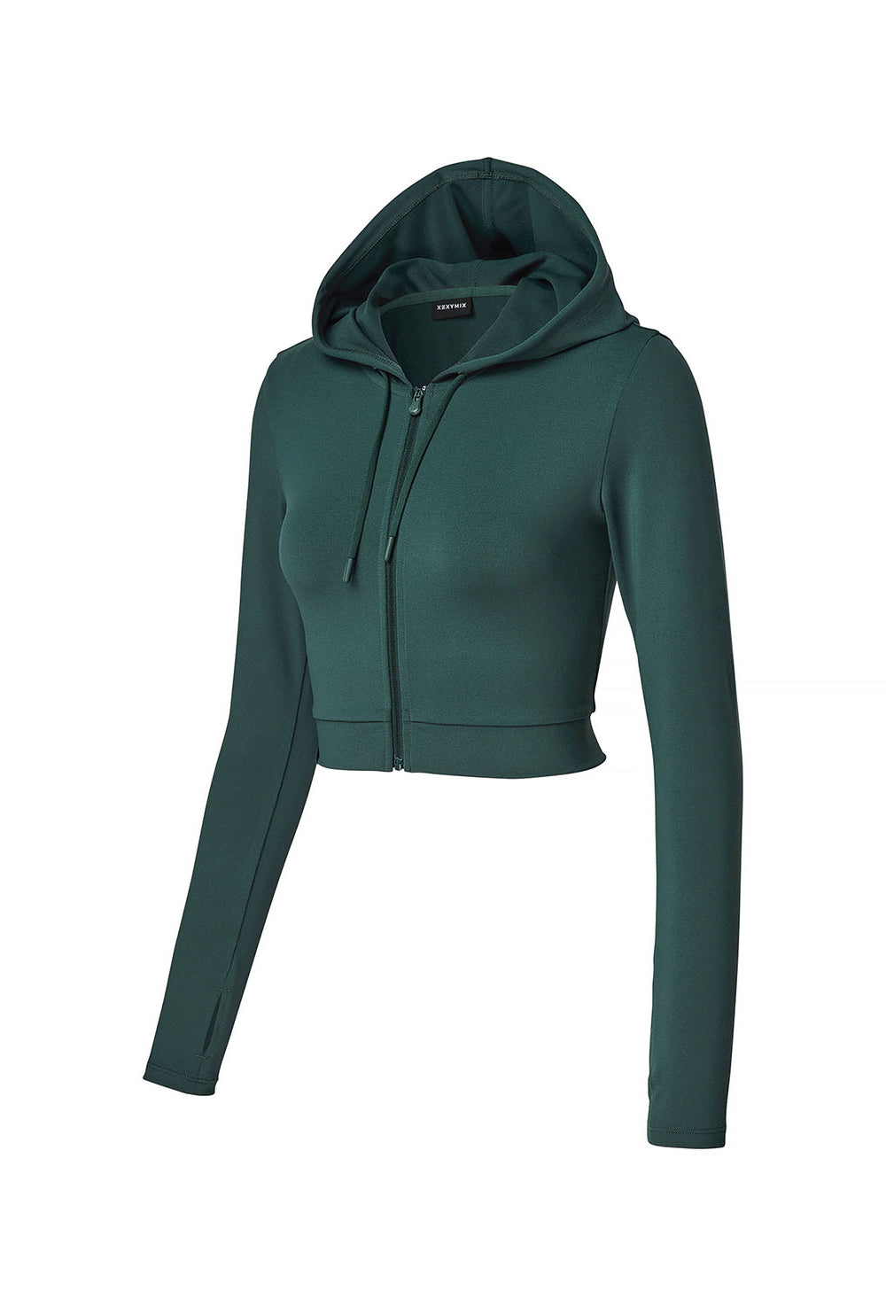 Slim Fit Crop Hood Zip-Up - Attention Green