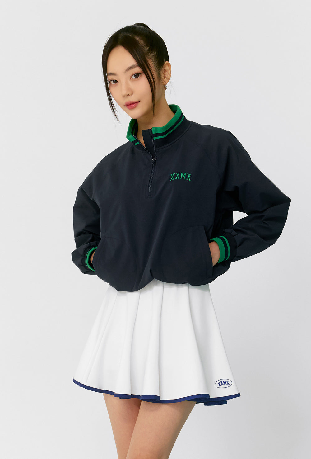 Point Half Zipup Anorak - Pheony Navy