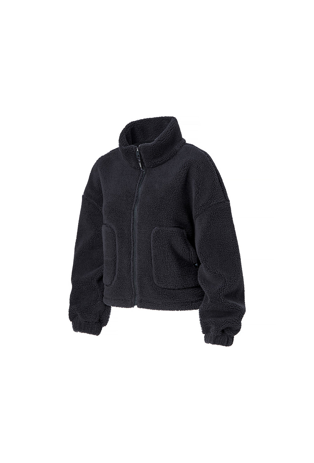 Sherpa Crop Zip-Up Jacket - Dark Blue