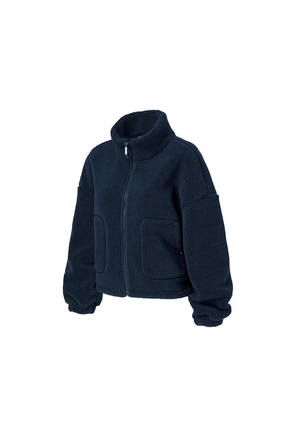 Sherpa Crop Zip-Up Jacket - Dress Blue