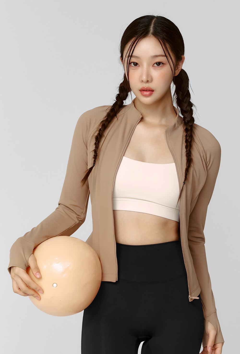 Active Slim Fit Warm Silky Zip-up - Pastel Cinnamon