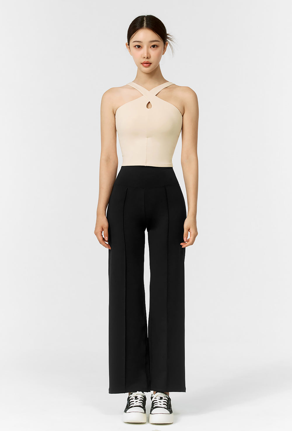 Comfort Fine Pin Tuck Wide Pants - Black