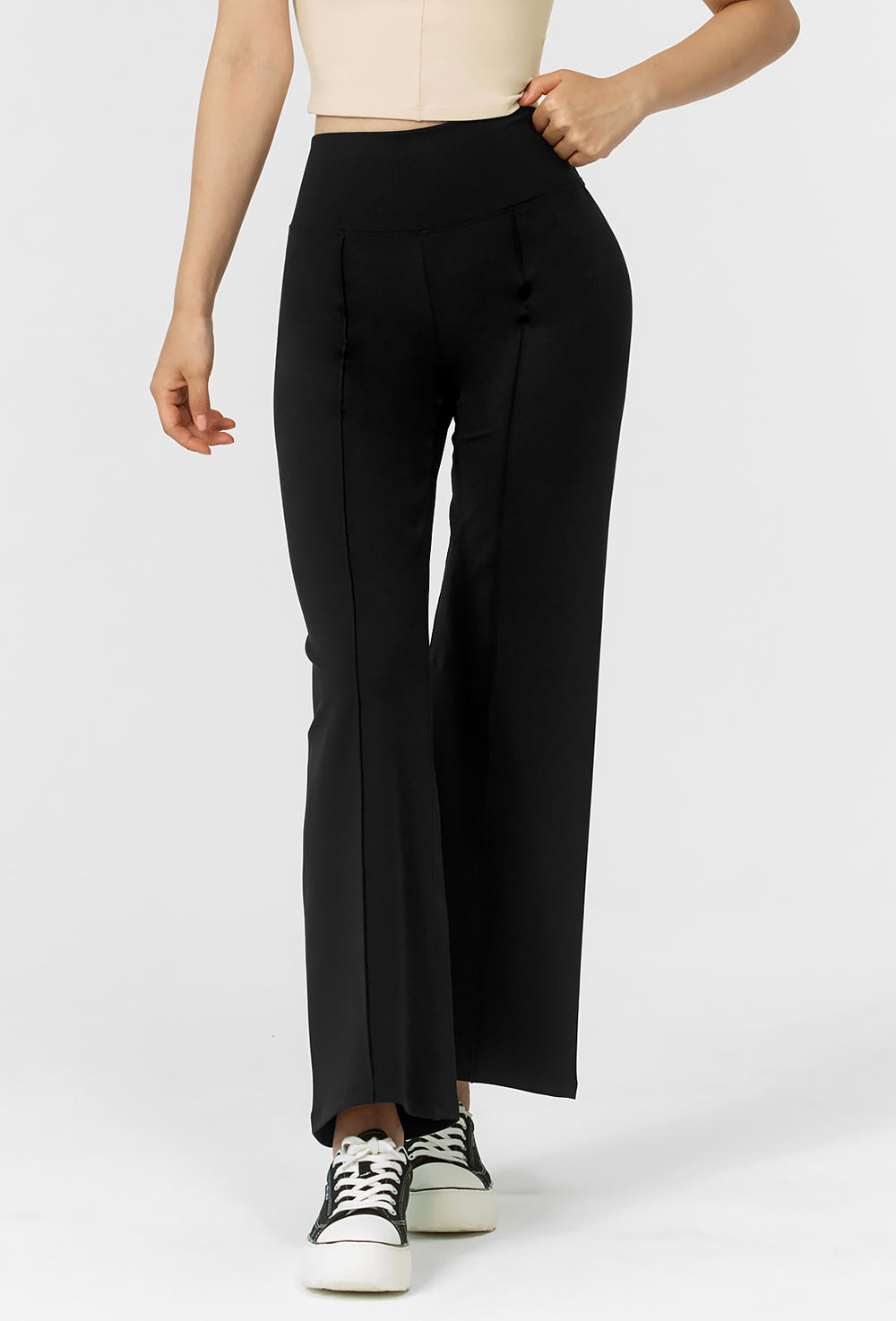 Comfort Fine Pin Tuck Wide Pants - Black