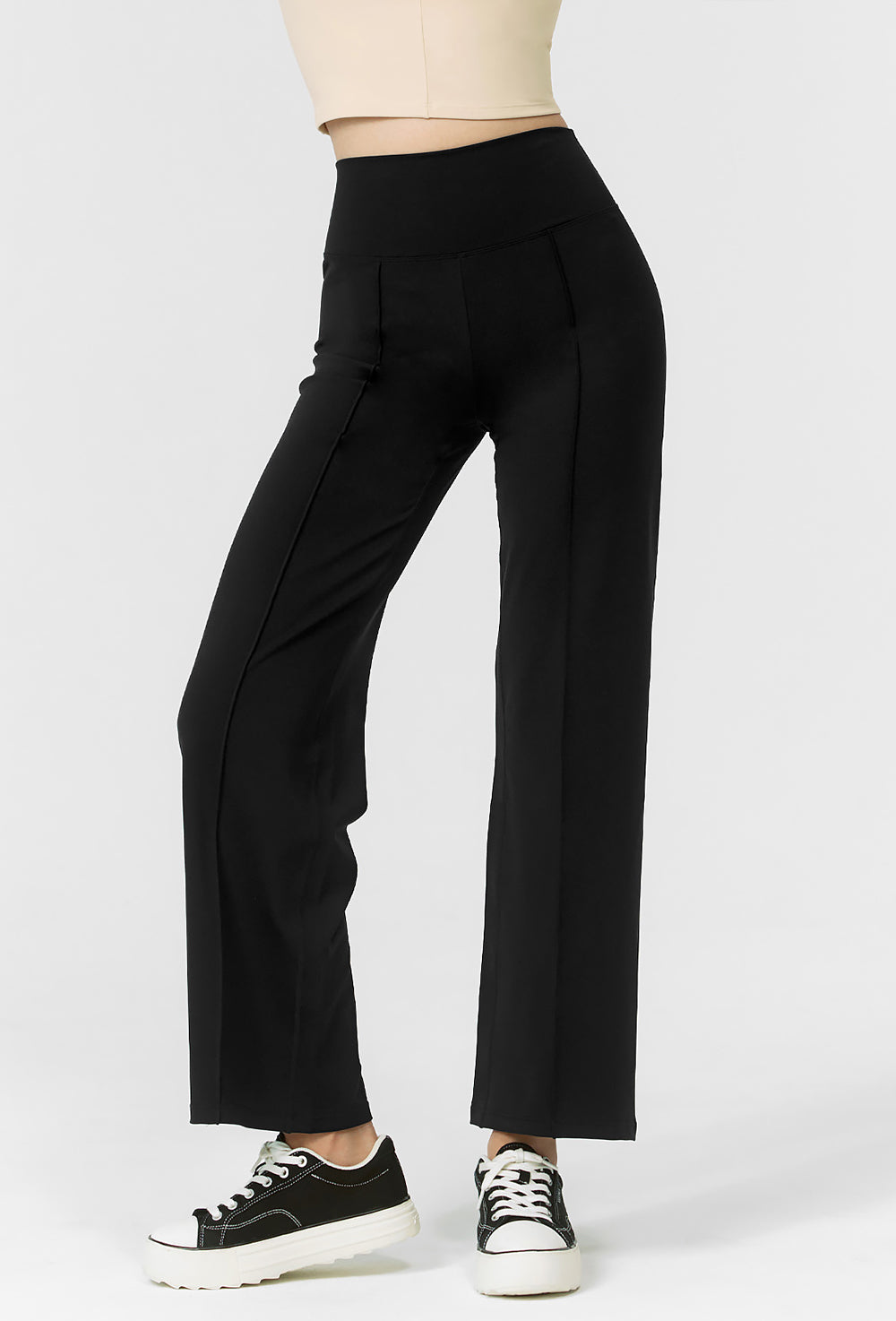 Comfort Fine Pin Tuck Wide Pants - Black