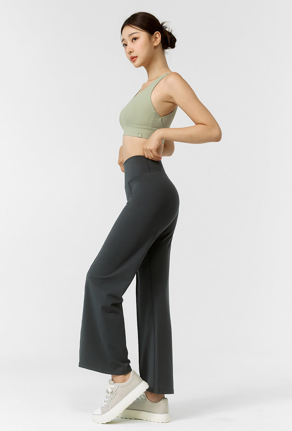 Comfort Fine Pin Tuck Wide Pants - Deep Fog Gray
