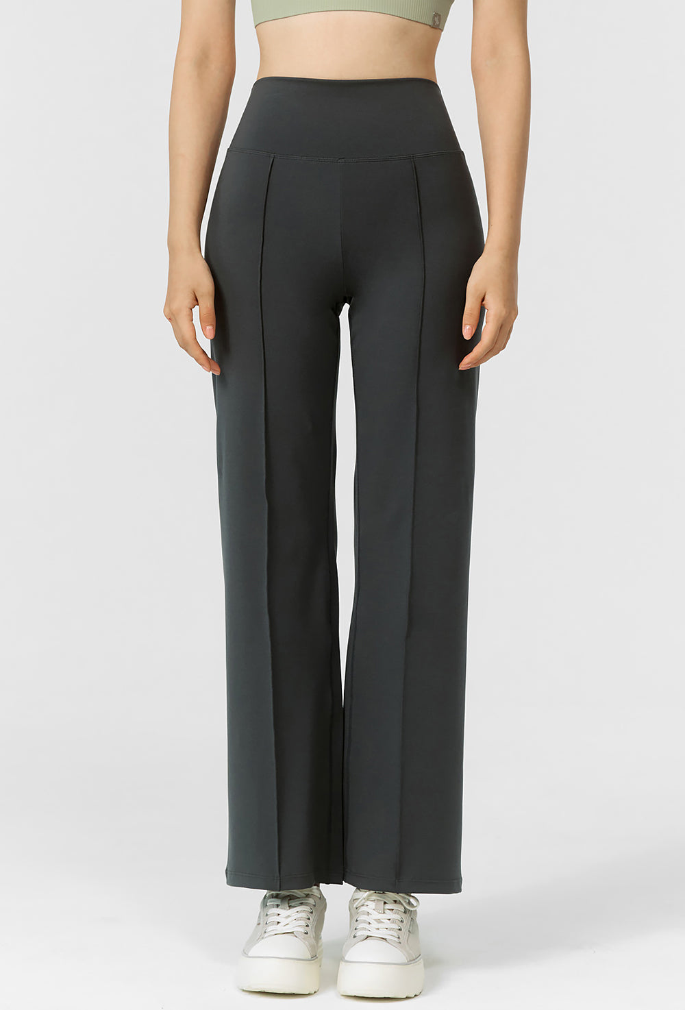 Comfort Fine Pin Tuck Wide Pants - Deep Fog Gray