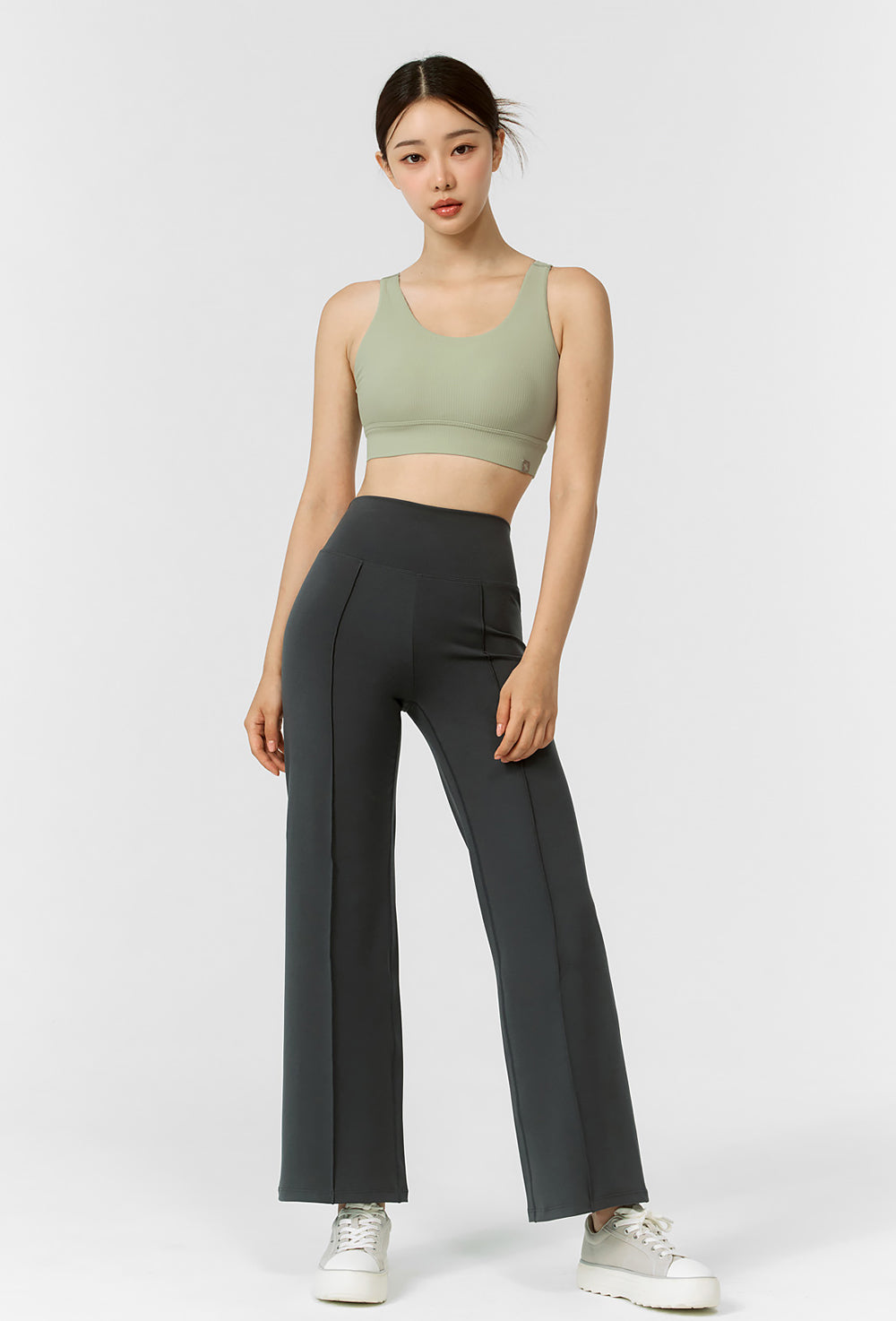 Comfort Fine Pin Tuck Wide Pants - Deep Fog Gray