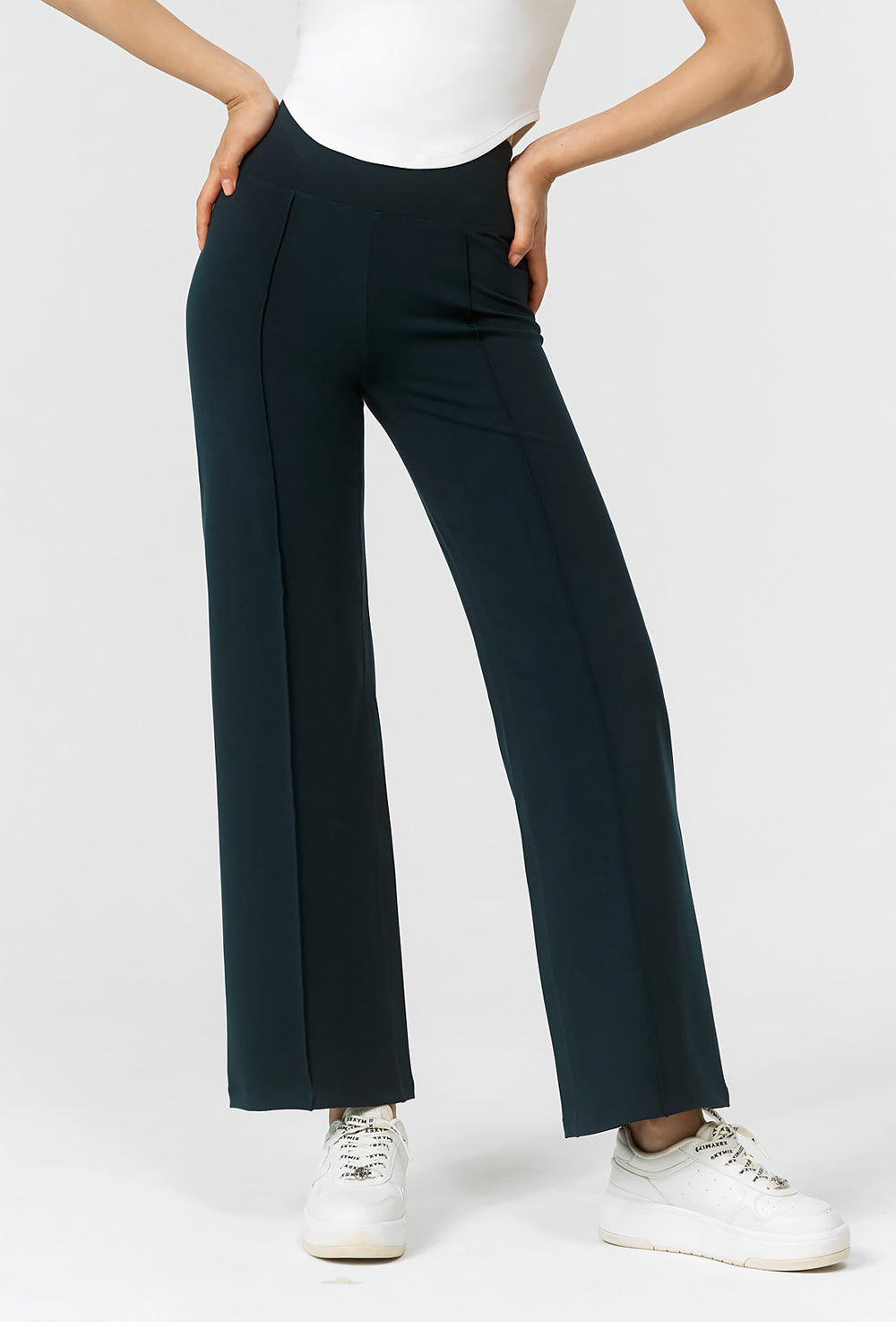 Comfort Fine Pin Tuck Wide Pants - Storm Navy