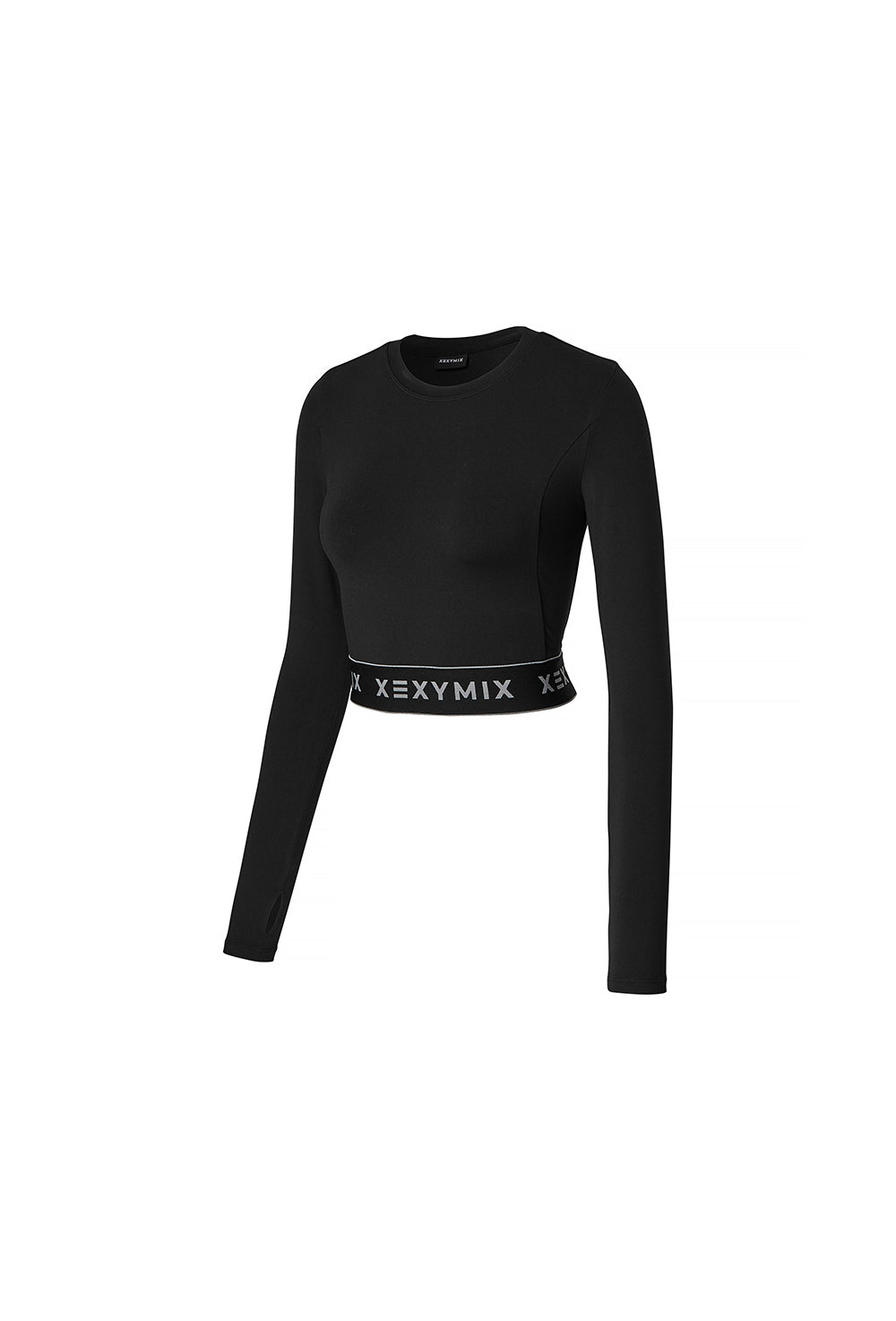 Logo Banding Crop Long Sleeve - Black