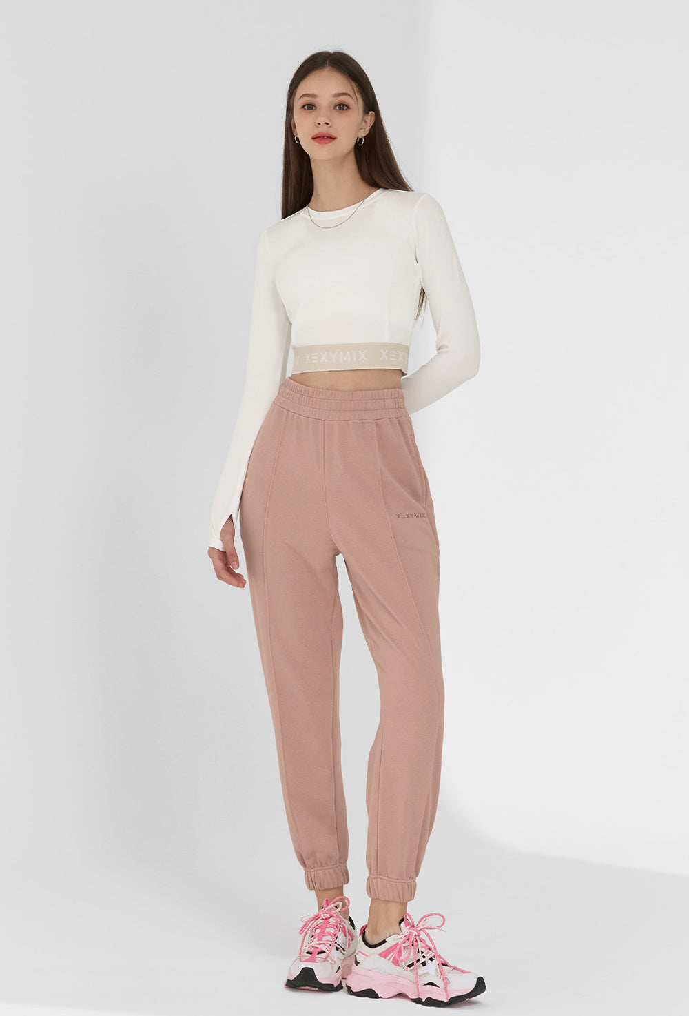 Logo Banding Crop Long Sleeve - Ivory