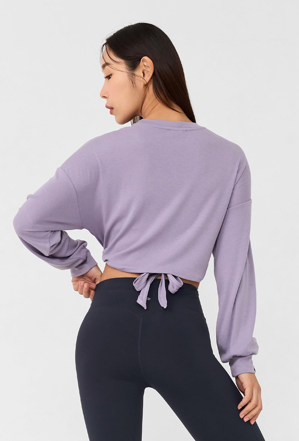 Wrap Tie Crop T-Shirt - Dusty Lavender
