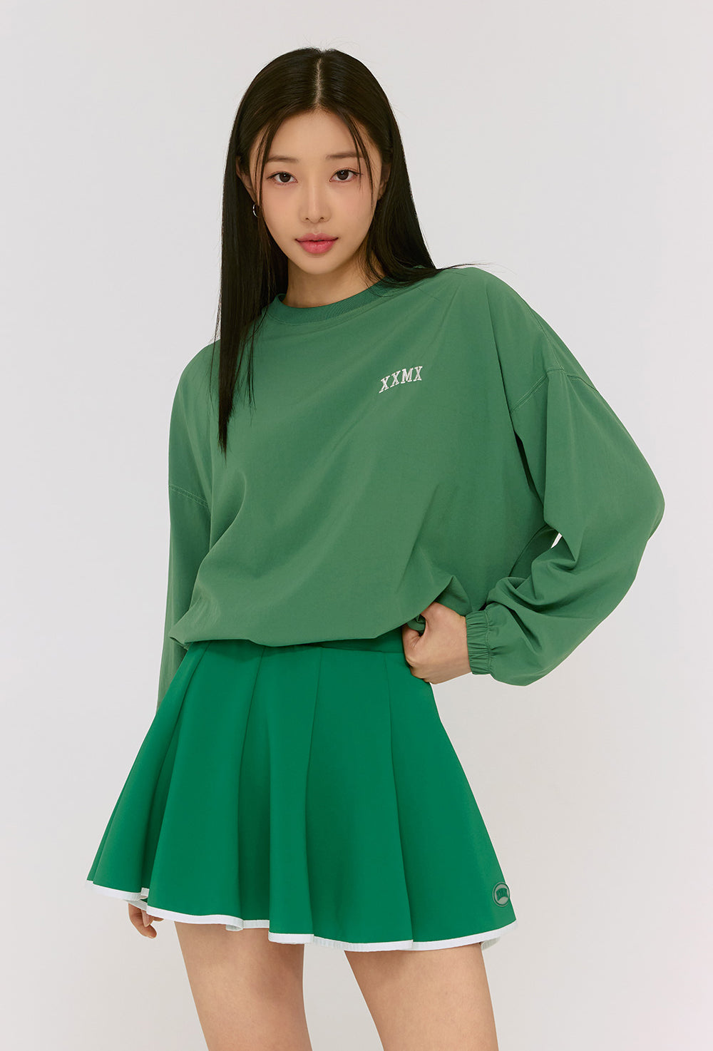 Side Line Flare Skirt - Earth Green