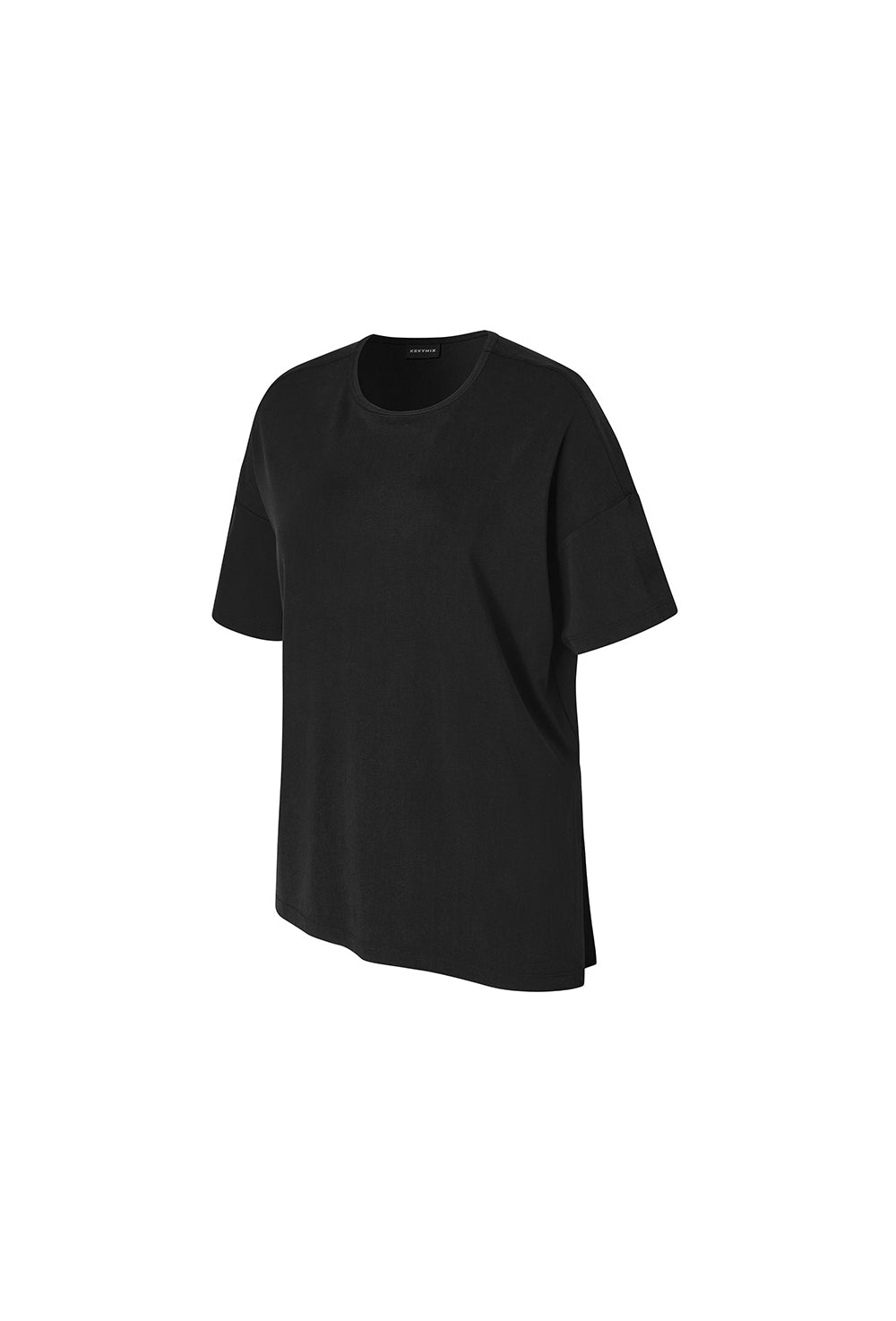 Smooth Unbalanced Slit Short Sleeve - Black