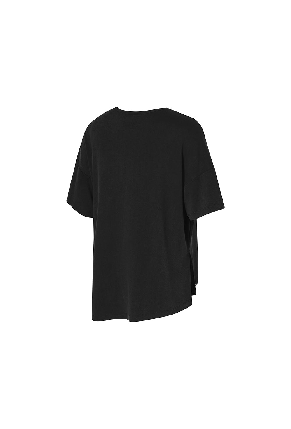 Smooth Unbalanced Slit Short Sleeve - Black