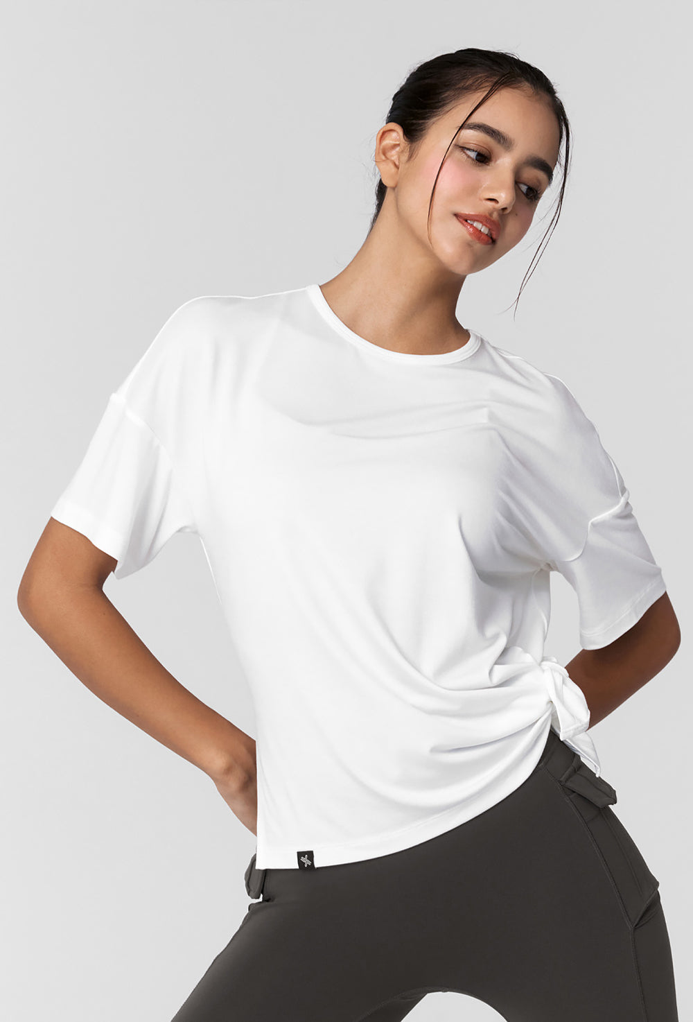 Smooth Unbalanced Slit Short Sleeve - Ivory