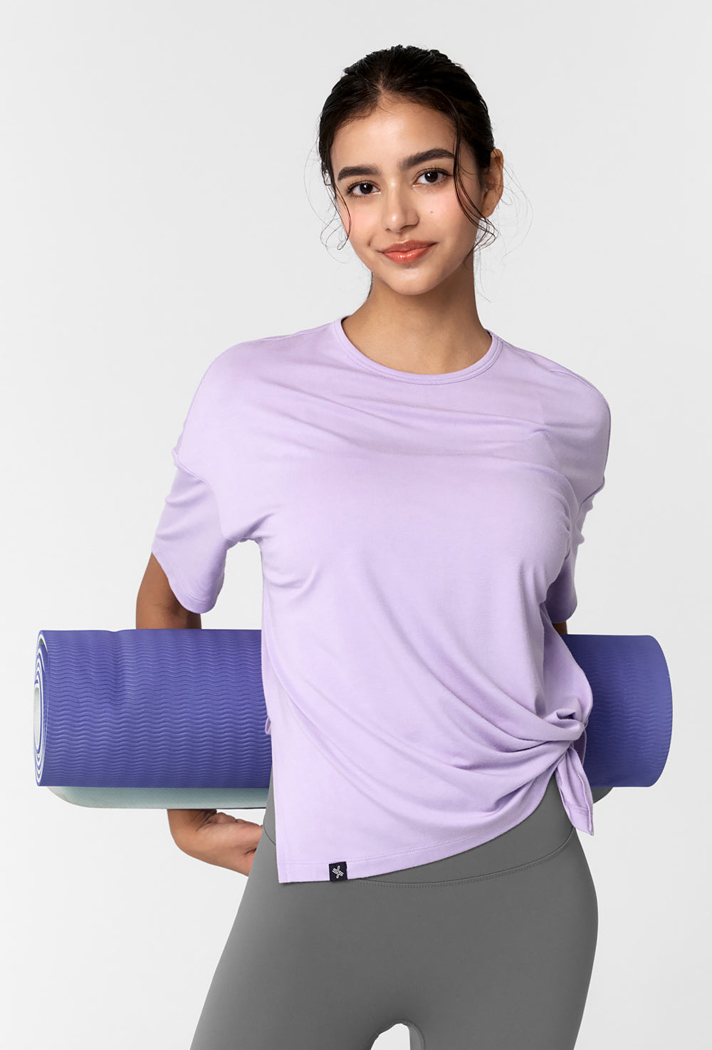 Smooth Unbalanced Slit Short Sleeve - Evening Lilac