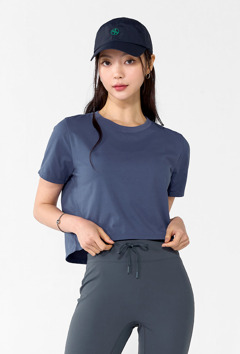 Basic Scratch Crop T-Shirt - Dust Blue