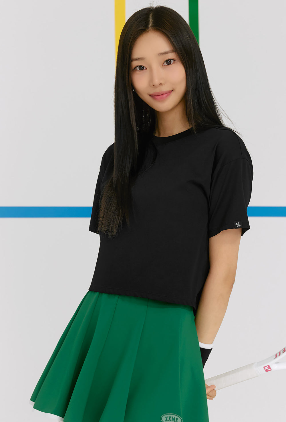 Cool Touch Basic Crop T-Shirt - Black (Clearance)