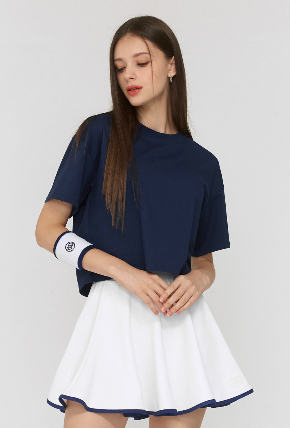 Cool Touch Basic Crop T-Shirt - Night Blue