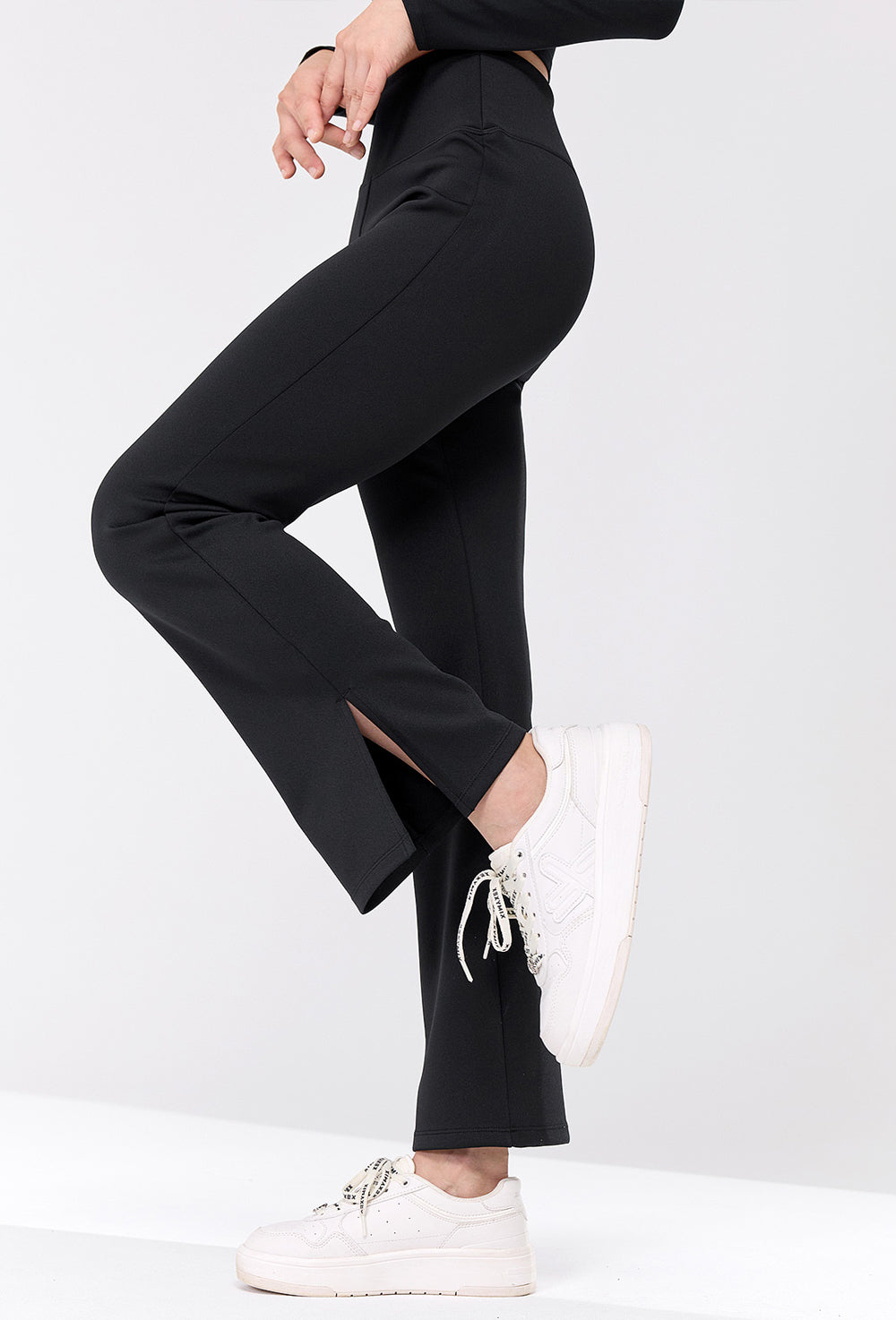 Stretch Formal Boots Cut Slit Pants - Black