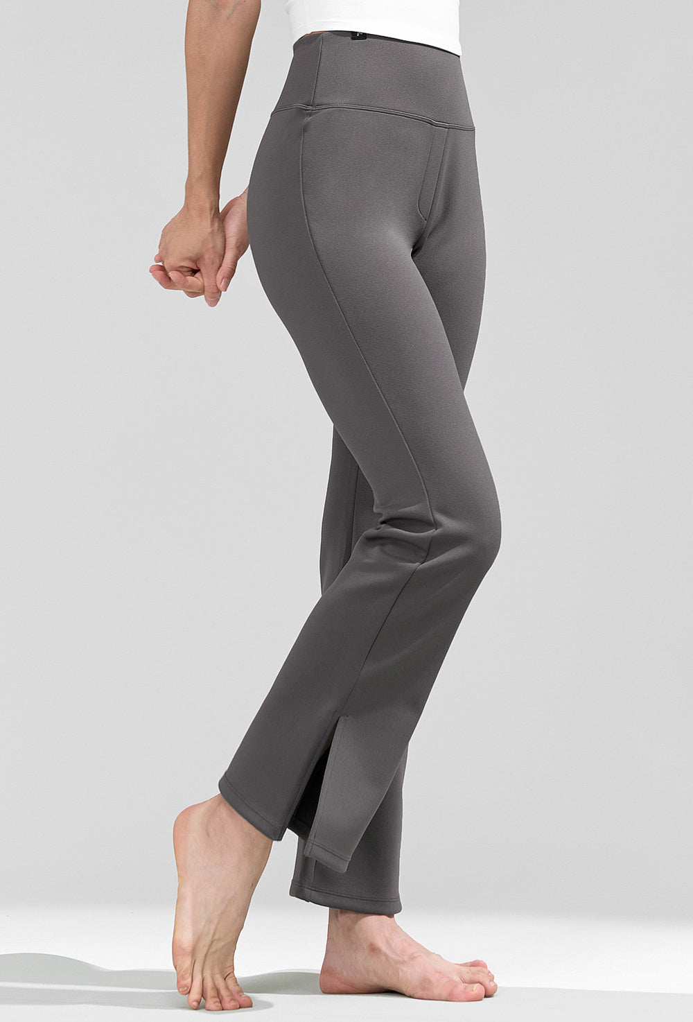 Stretch Formal Boots Cut Slit Pants - Pebble Gray