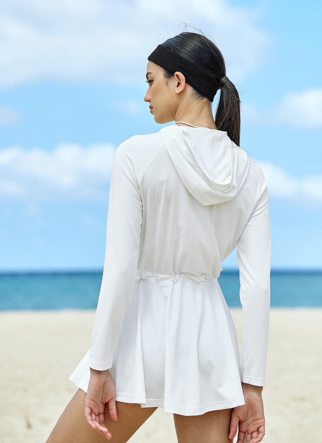 Multi Cover Up One Piece Zip up - Ivory