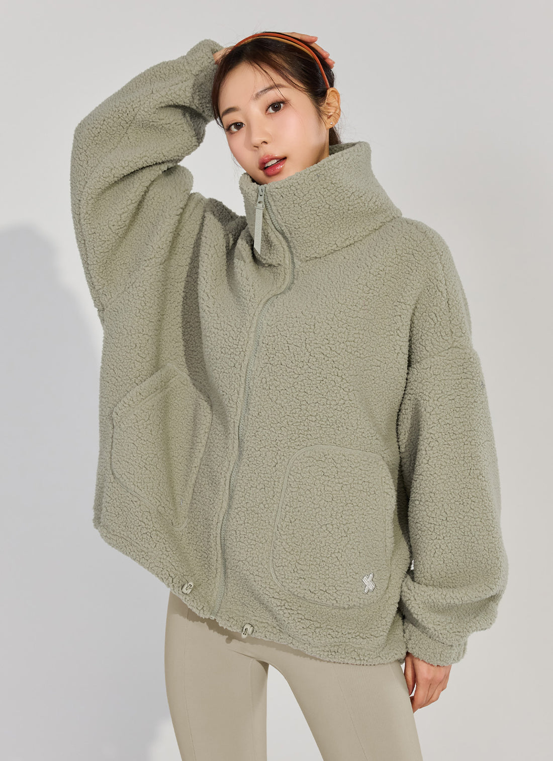 Sherpa High Neck Jumper - Sage Stone