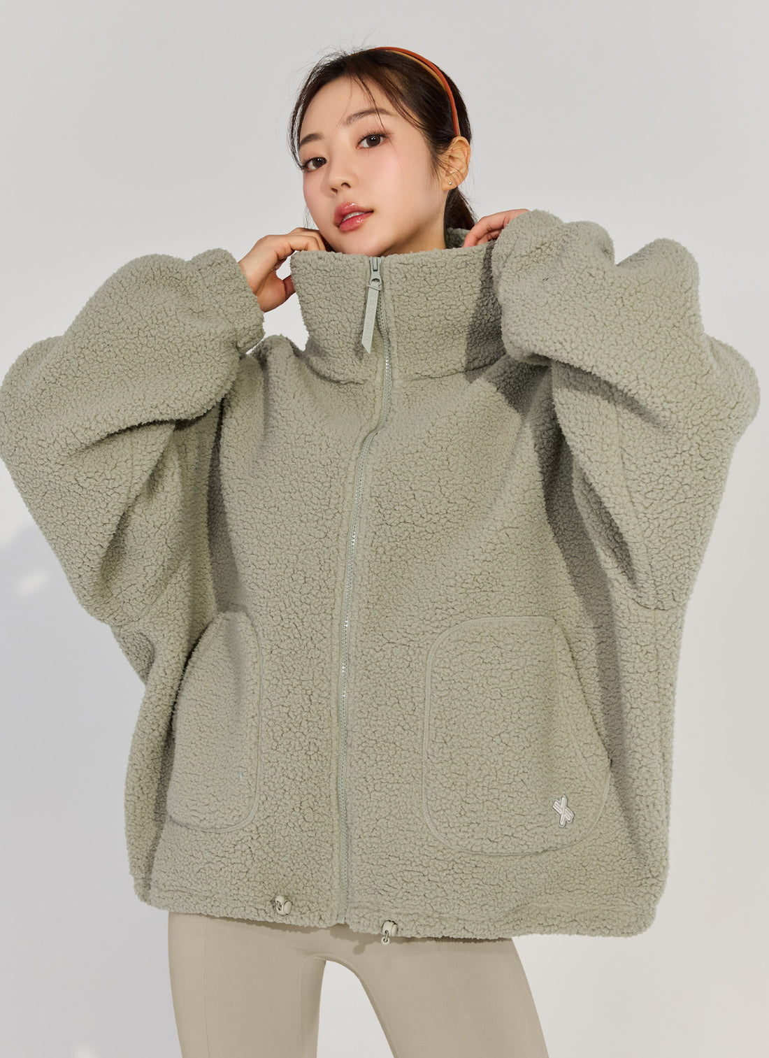 Sherpa High Neck Jumper - Sage Stone