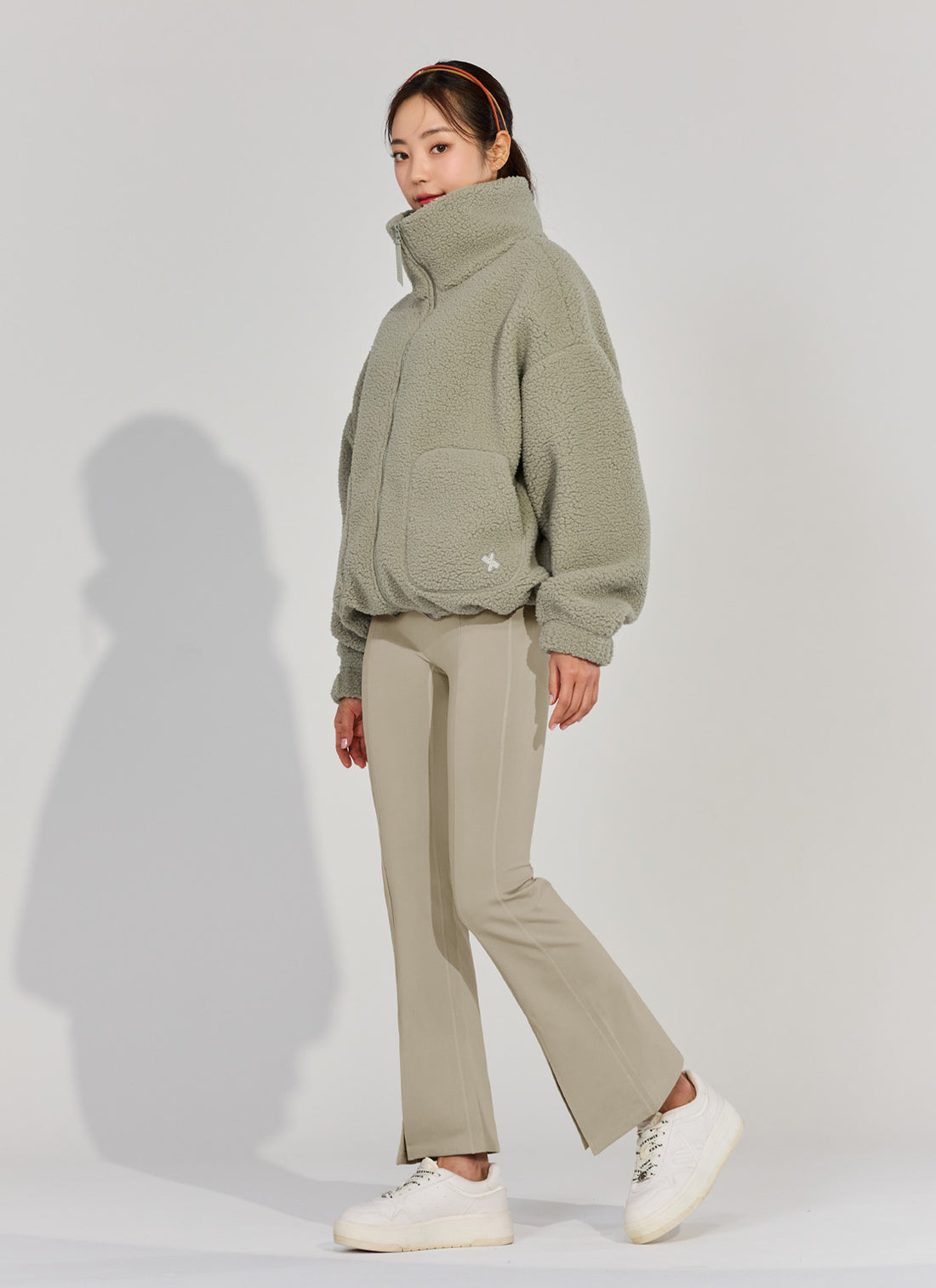 Sherpa High Neck Jumper - Sage Stone