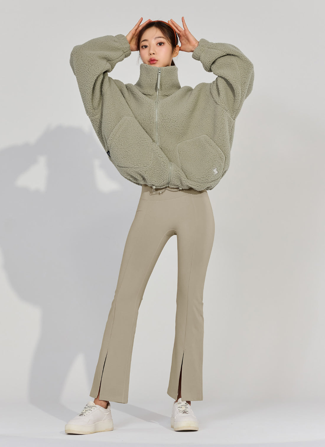 Sherpa High Neck Jumper - Sage Stone